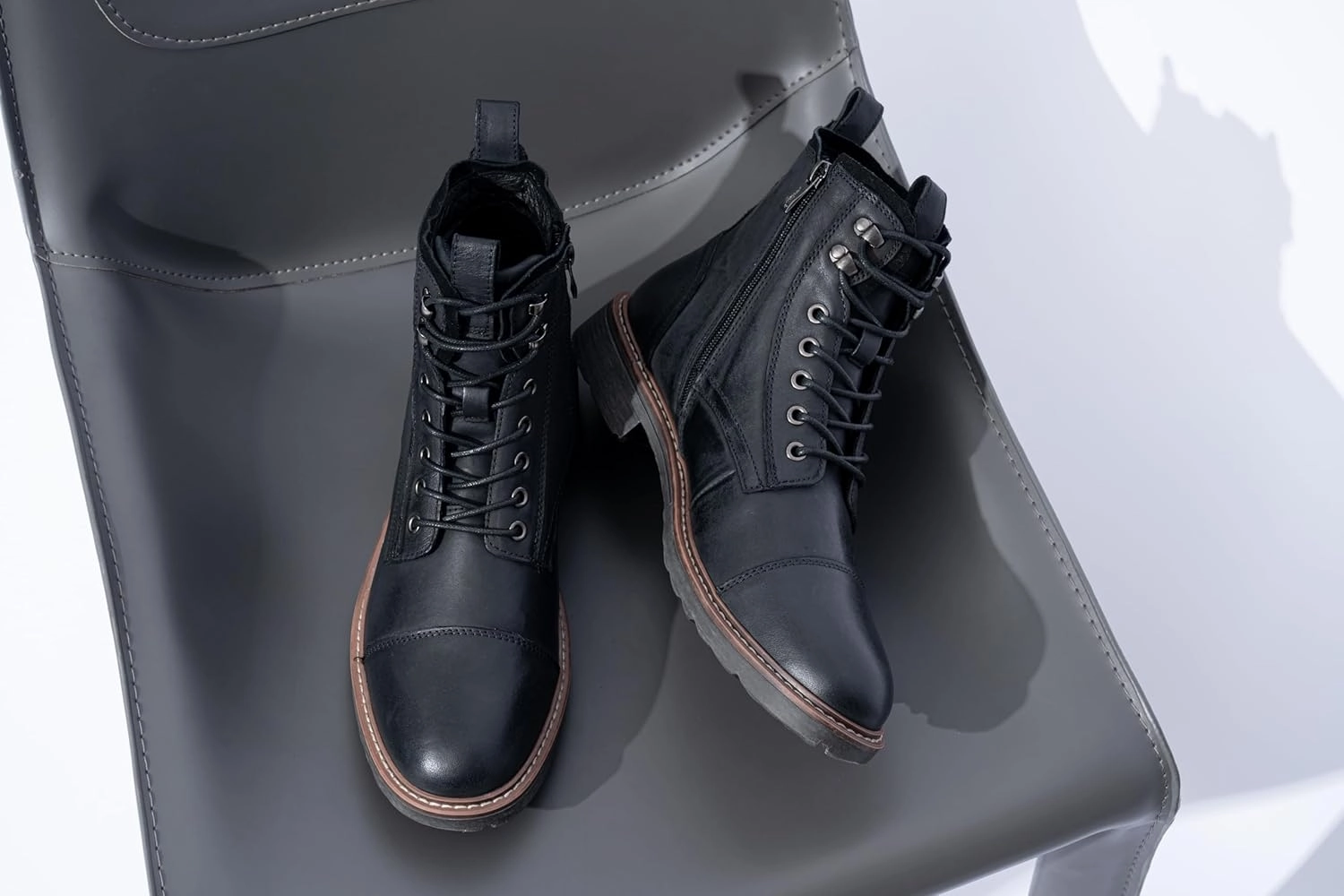 Vostey Mens Boots Motorcycle Casual Boots For Men Zipper Fashion Chukka Boot Mens Inexpensive Cowboy Boots