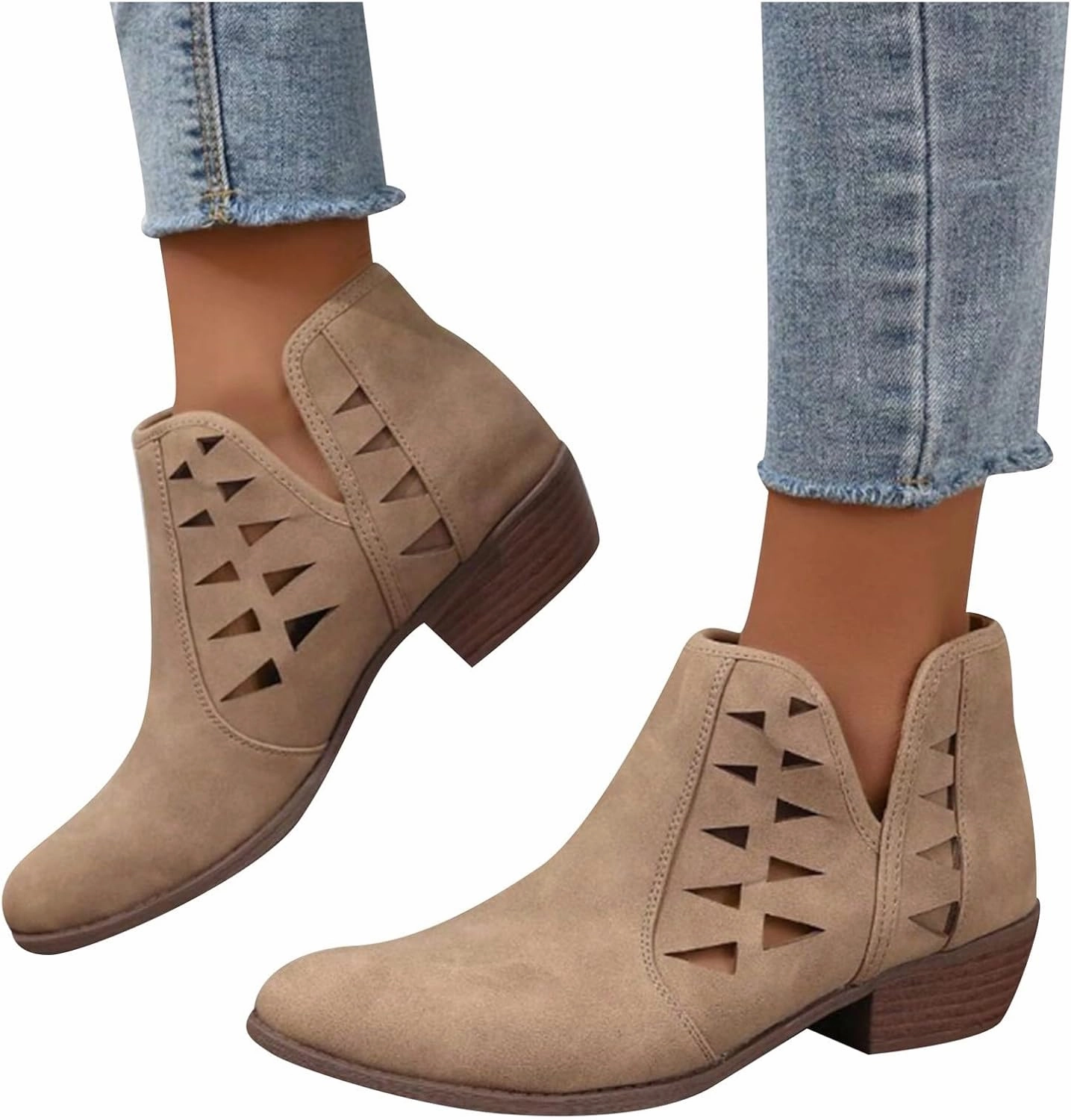 Insulated Rain Boots Fashion Women Low Heel Boots Casual Boots Ankle Booties Suede Flock Pointed Toe Pull on Short Boots Rubber Sole