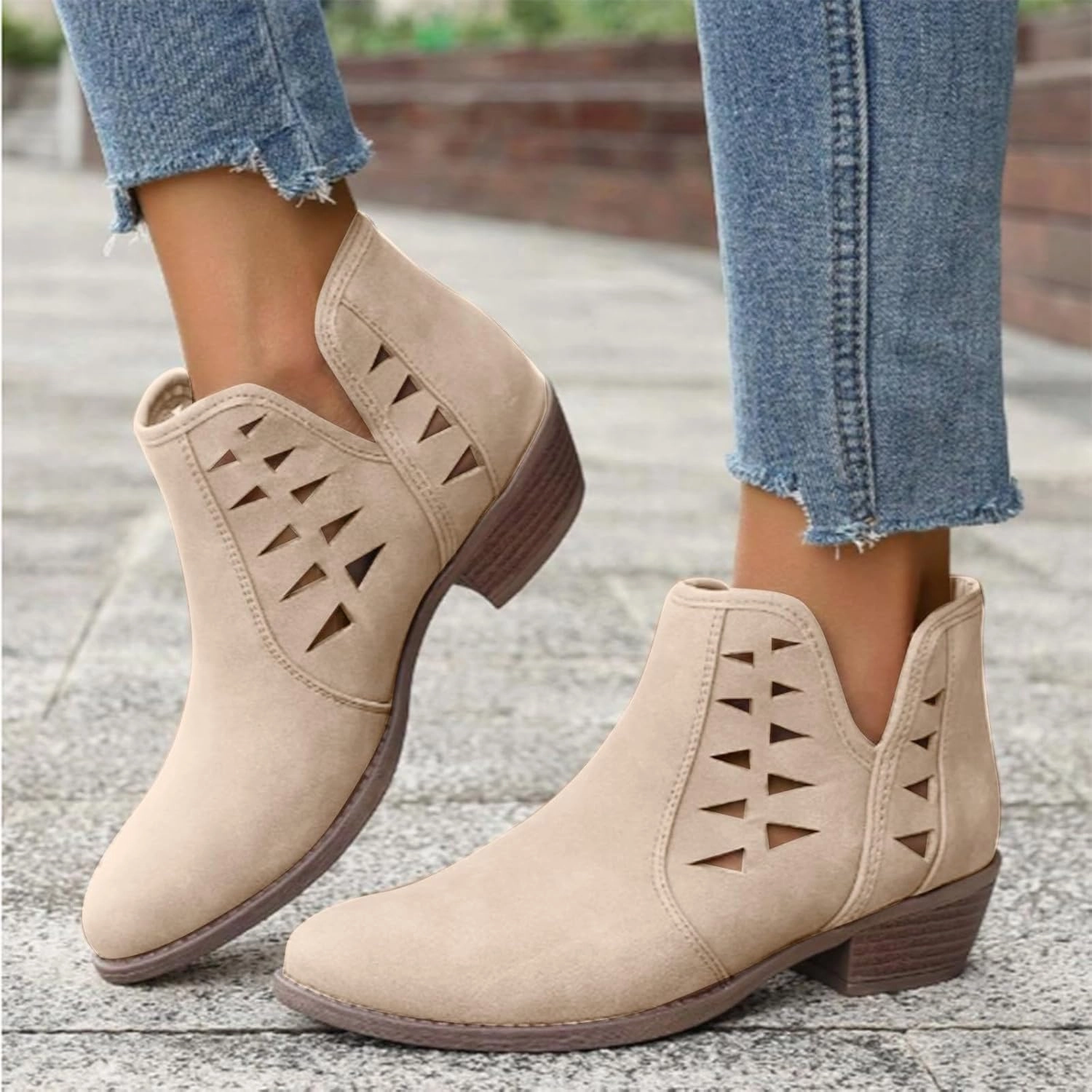 Boots For Boxing Fashion Women Low Heel Boots Casual Boots Ankle Booties Suede Flock Pointed Toe Pull on Short Boots Rubber Sole