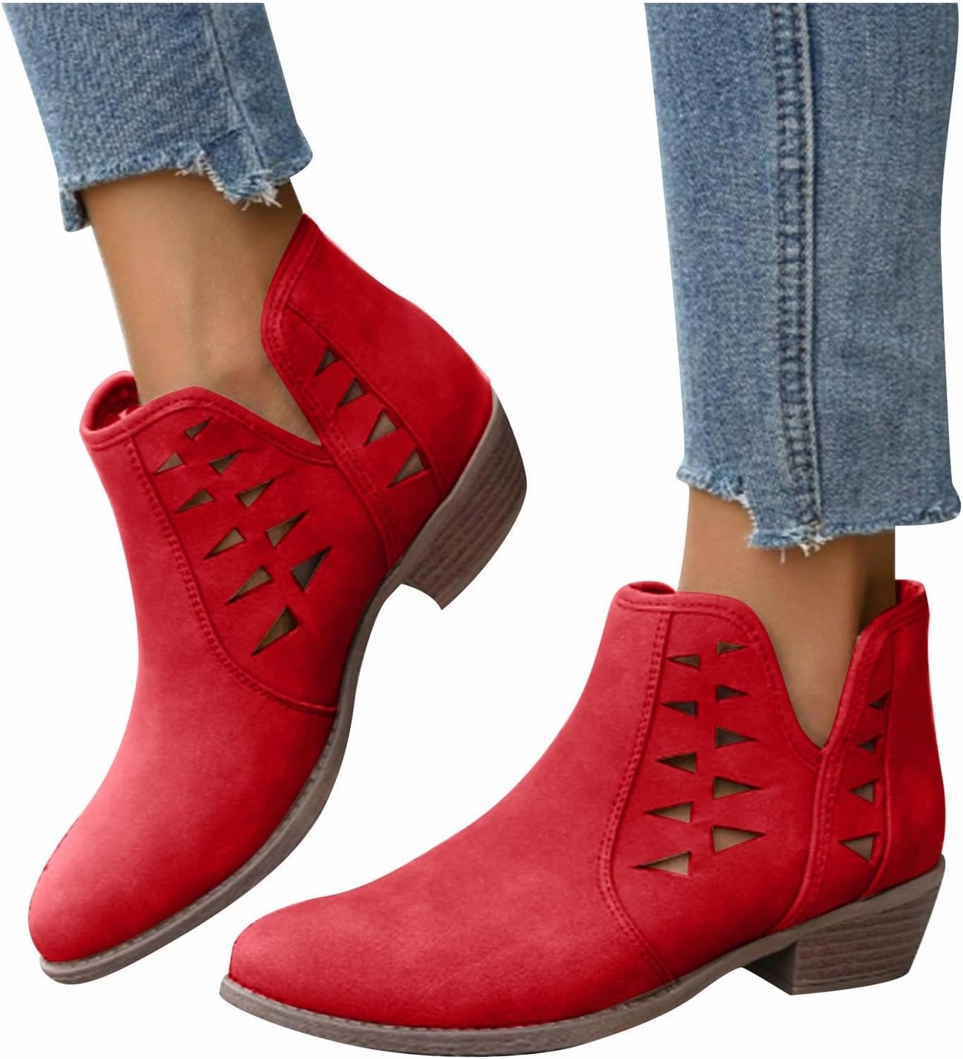 Rhinestone Knee High Boots Fashion Women Low Heel Boots Casual Boots Ankle Booties Suede Flock Pointed Toe Pull on Short Boots Rubber Sole