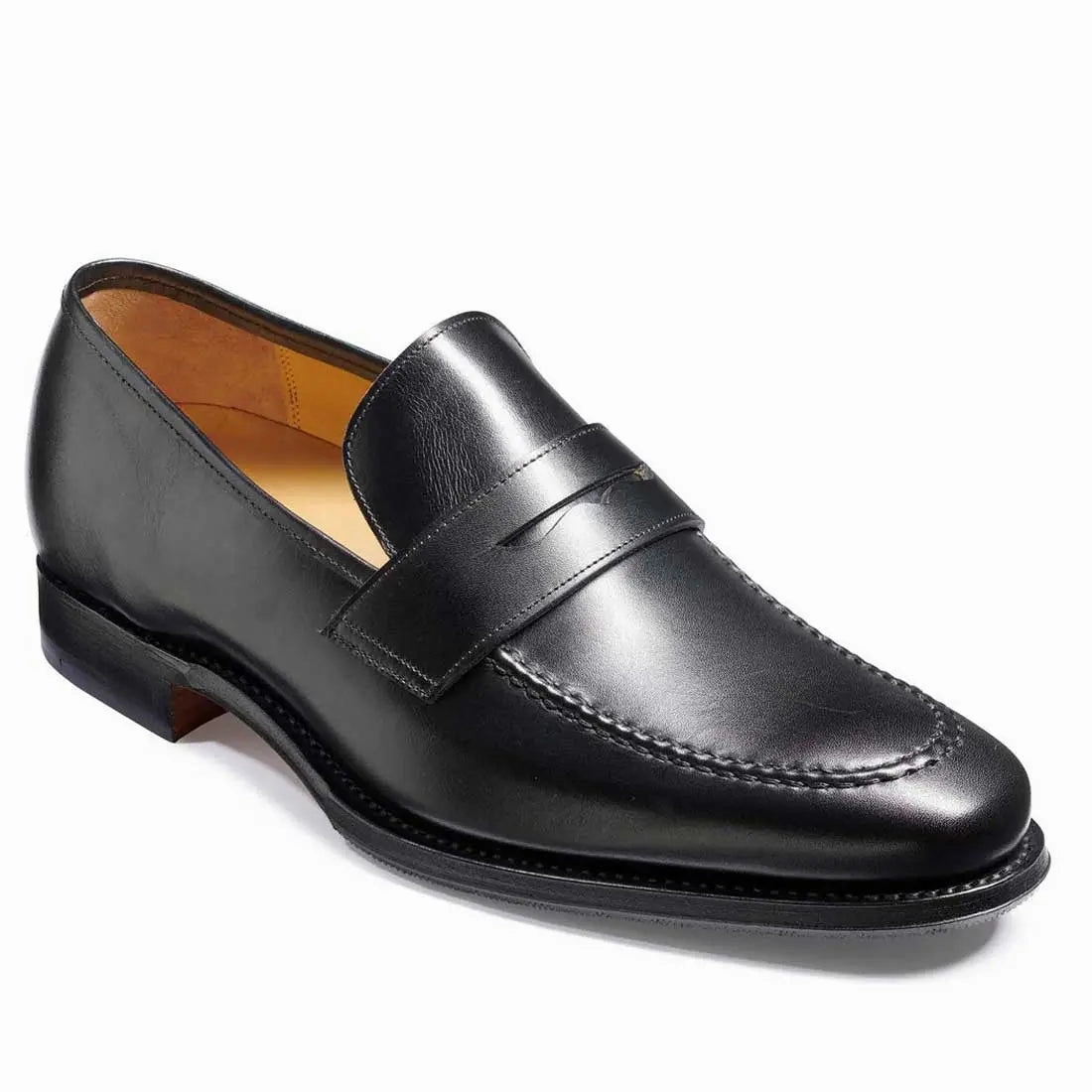 Classic T-strap Platform Mid-heel Square Toe Oxfords Dress Shoes BARKER Gates Shoes - Mens Moccasin Loafer - Black Calf