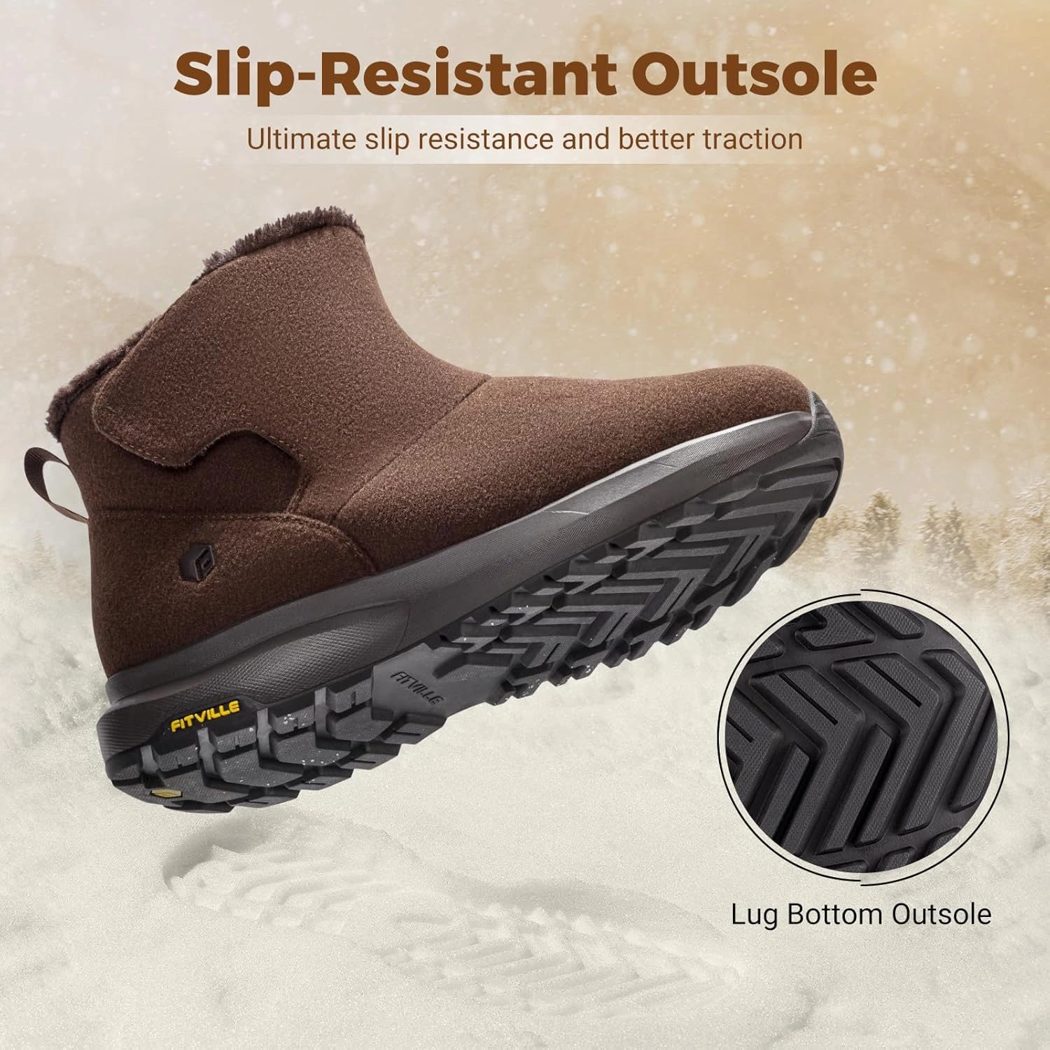 Winter Boots With Insulation FitVille Mens Wide Winter Boots Thick Fur Lined Boots Lightweight Winter Wide Width Boots Outdoor Mens Snow Boots