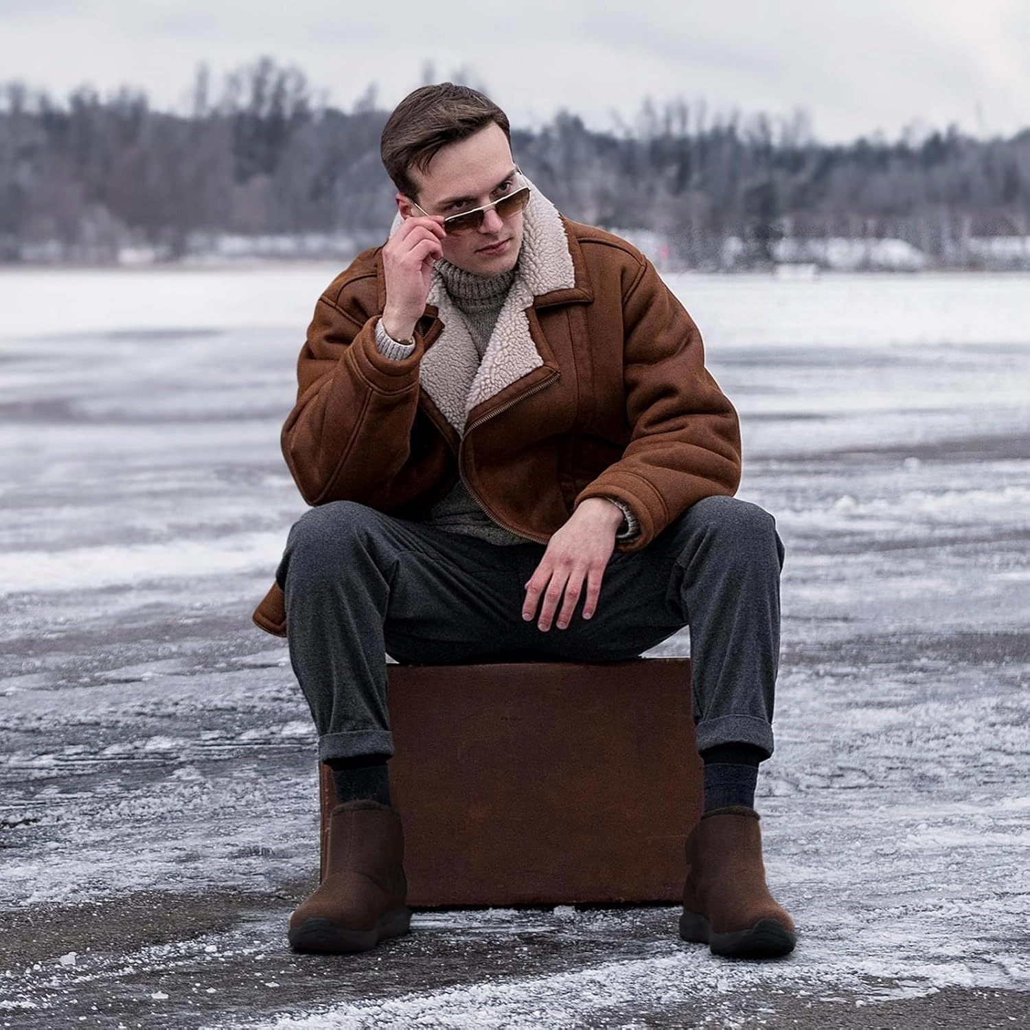 FitVille Mens Wide Winter Boots Thick Fur Lined Boots Lightweight Winter Wide Width Boots Outdoor Mens Snow Boots Louis Vuitton Boots