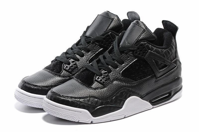 G Cuts Basketball Shoes Nike Air Jordan 4 Retro Black White Basketball Men