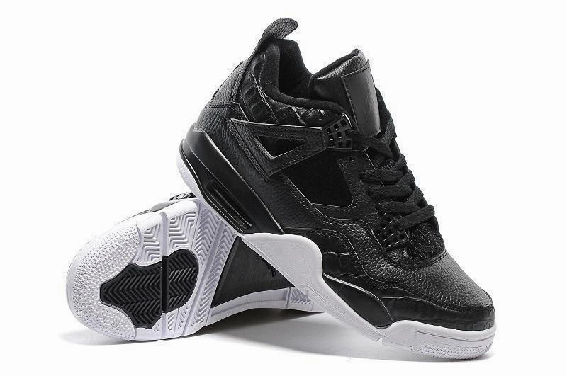 Basketball Shoes For Athletics Nike Air Jordan 4 Retro Black White Basketball Men