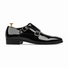 Women In High Heels Herning - Men's Black Patent Leather Double Monkstrap