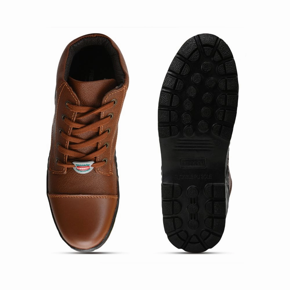 Freedom Casual Tan Police Leather High Ankle Boot VEER-1 By Liberty Well Worn High Heels