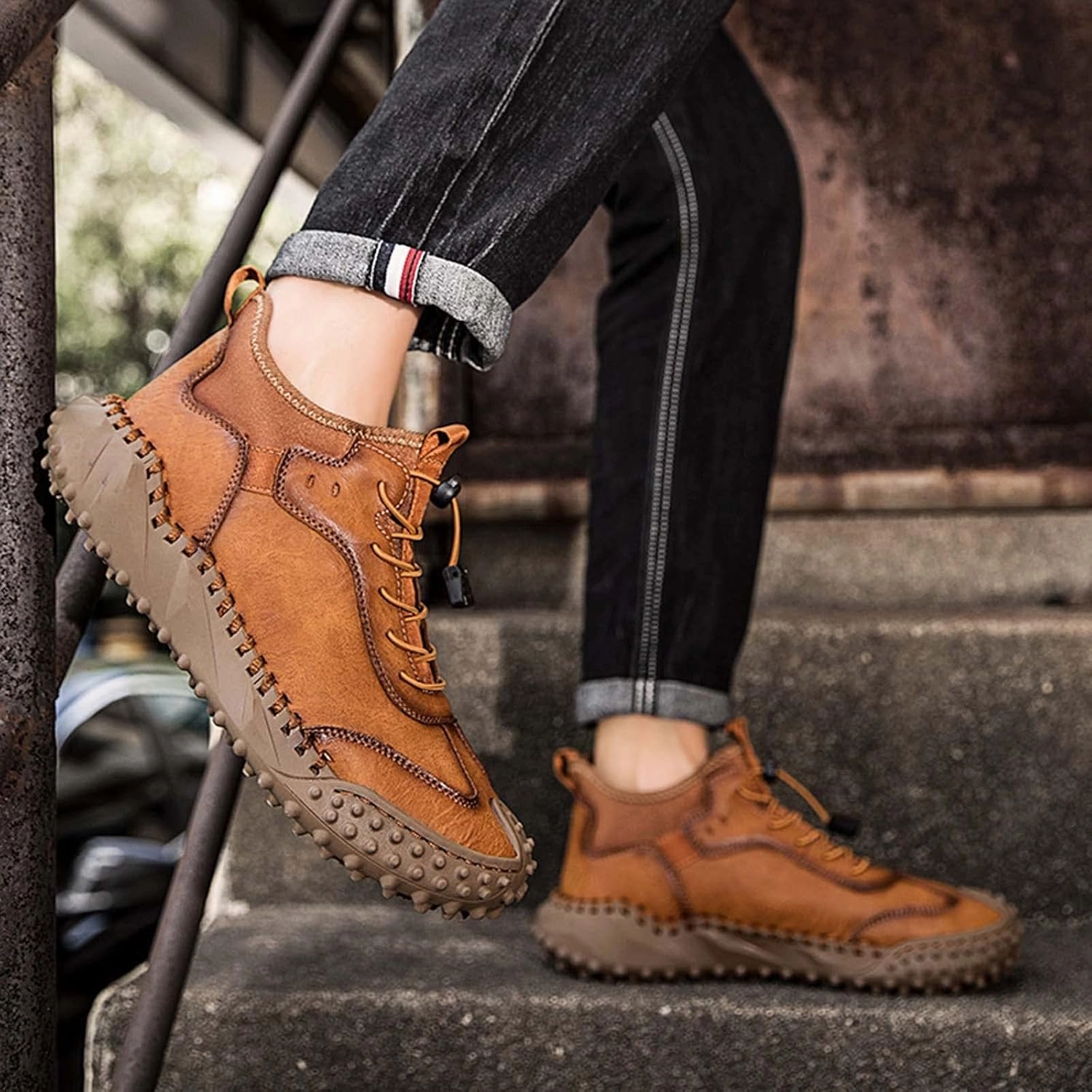 Boots Fashion Mens Hiking Shoes, Mens Leather Boots, Slip-Ons Lightweight Comfortable Casual Chukka Boots Mens Fashion Sport Business