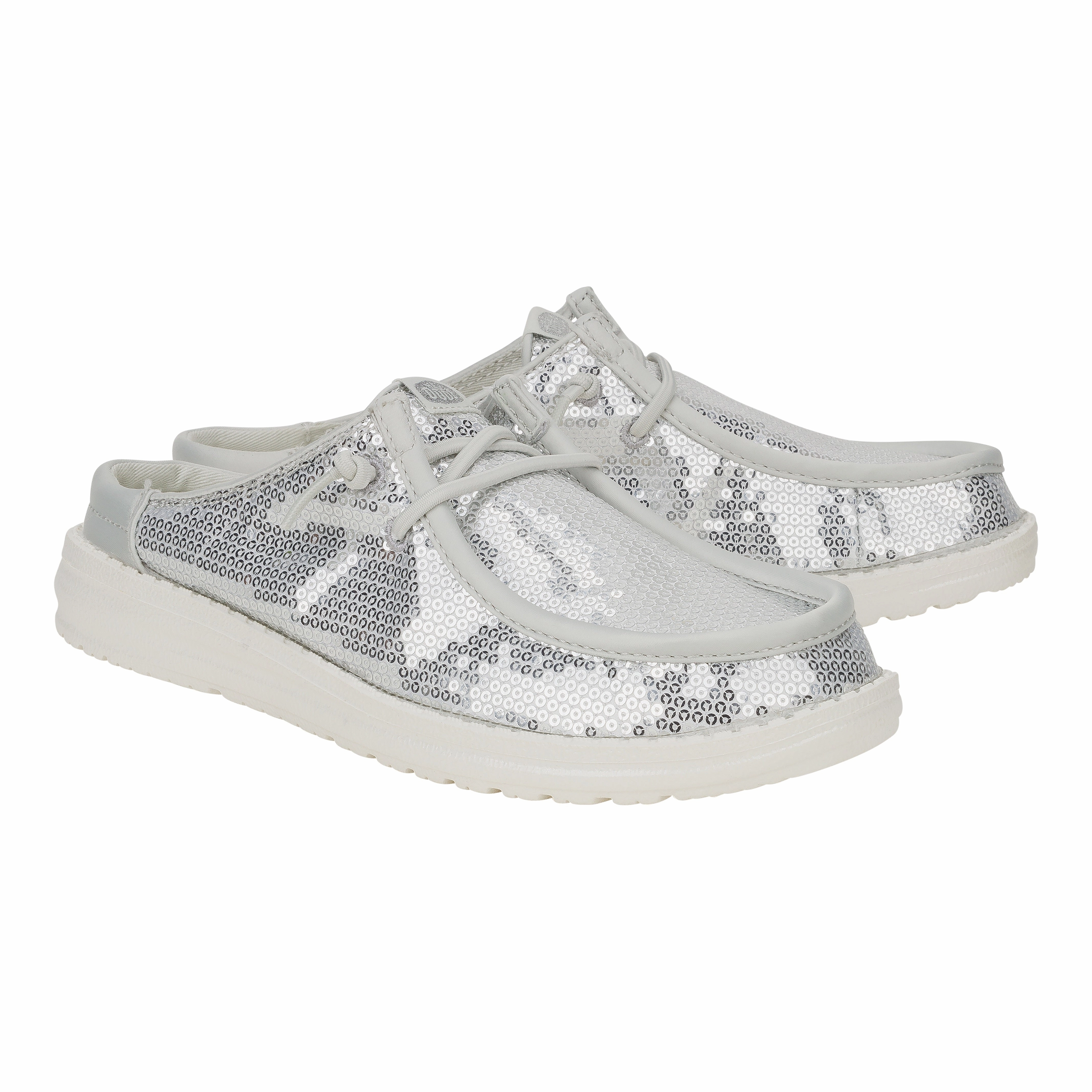Wendy Slip Sequin - White Hey Dude Slip Ons