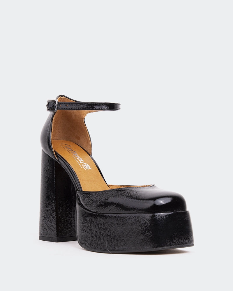 Cork Heels Azucar Black Naplack