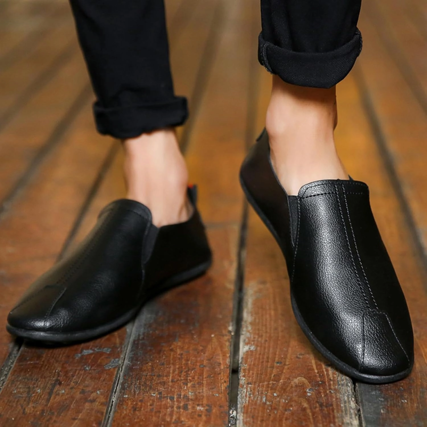 Paul Smith Sneakers Leisure Men's Four Seasons Non Slip Flat Round Toe Breathable Slip On Lazy Leisure Casual Dress Shoes for Men Size 8 Cushion