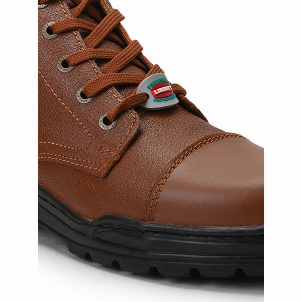 Freedom Casual Tan Police Leather High Ankle Boot VEER-1 By Liberty Inserts For High Heels