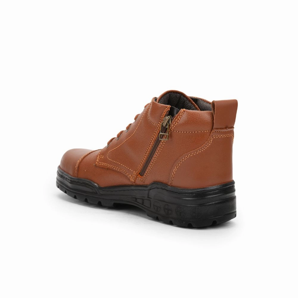 Mistress High Heels Freedom Casual Tan Police Leather High Ankle Boot with ZIP VEER-2 By Liberty