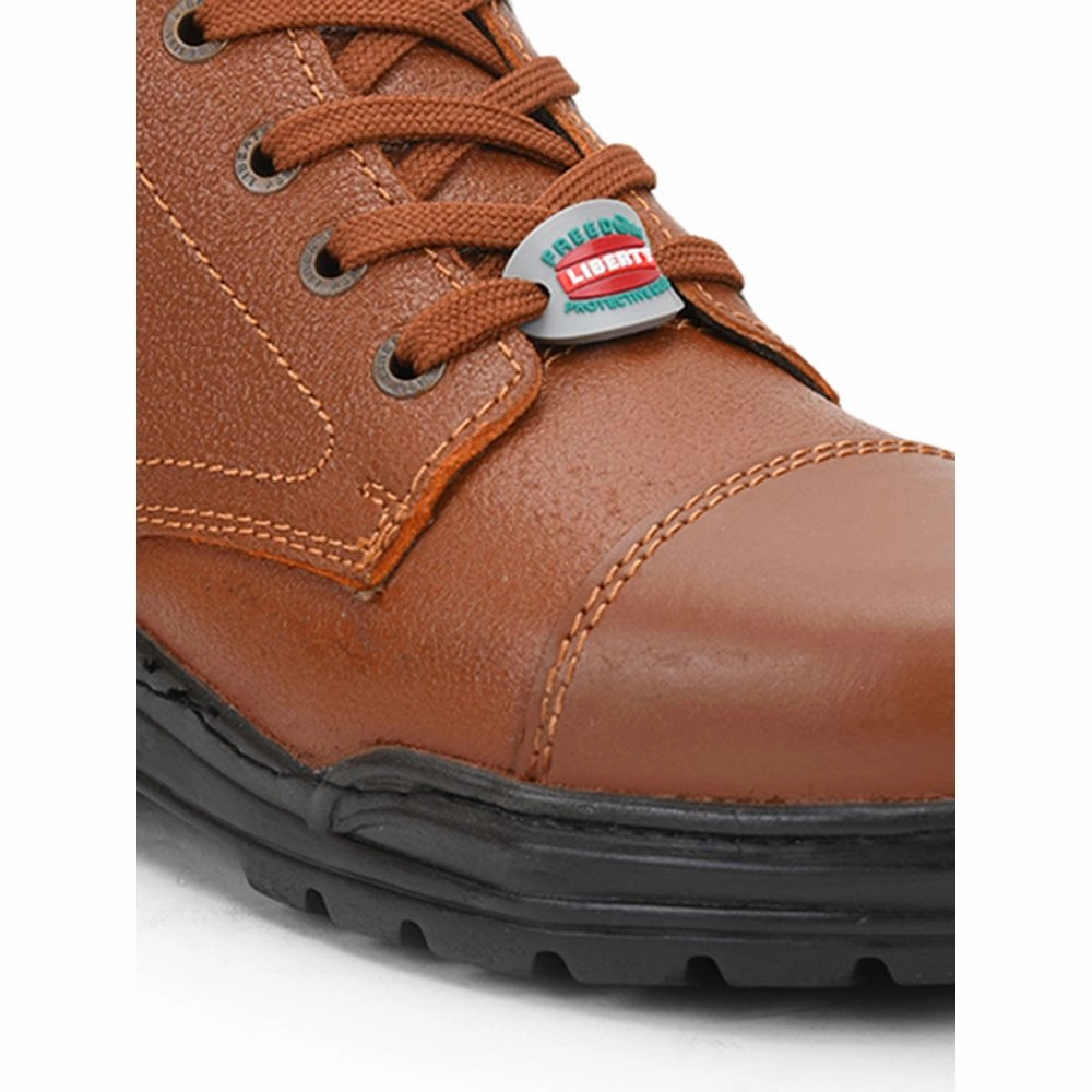 Plantar Fasciitis High Heels Freedom Casual Tan Police Leather High Ankle Boot with ZIP VEER-2 By Liberty