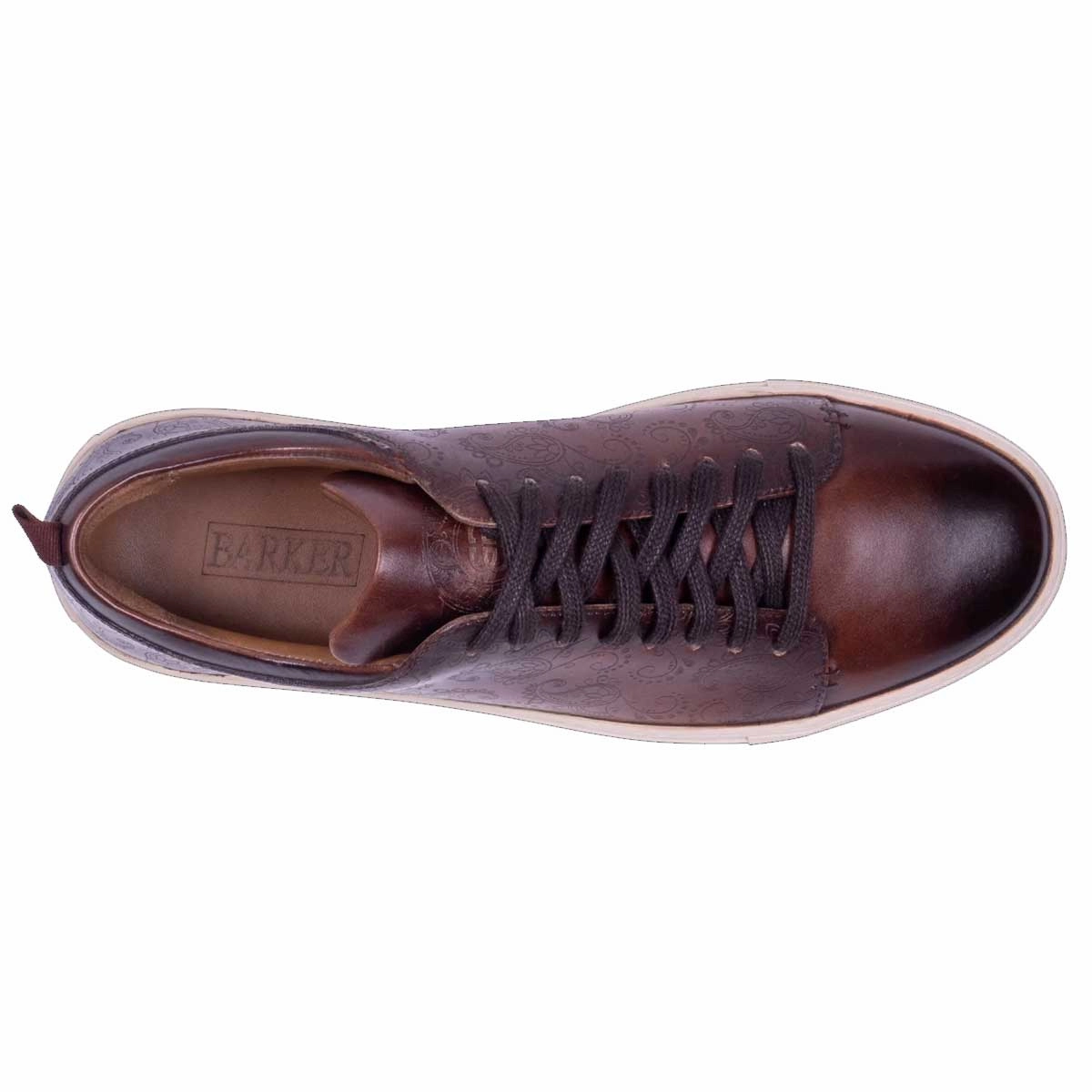 Oxford Shoes Leather BARKER Paisley Sneakers - Mens - Chestnut Hand Painted