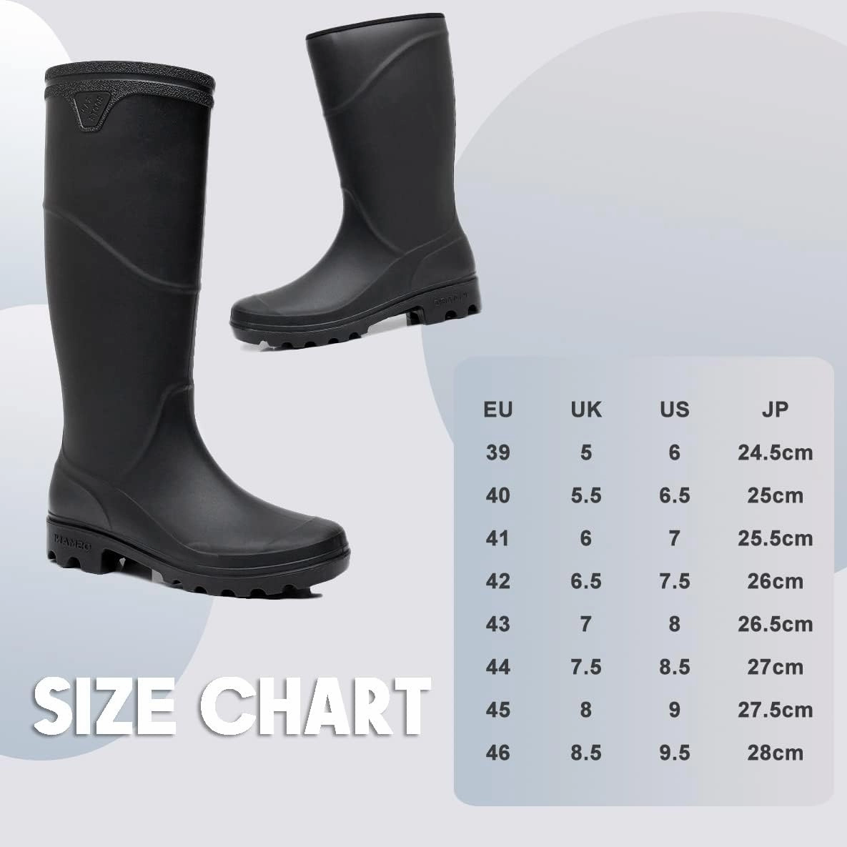Rojeam Mens Rain Boots Waterproof Garden Shoes Rain Shoes Horsepower Top Hand Boots