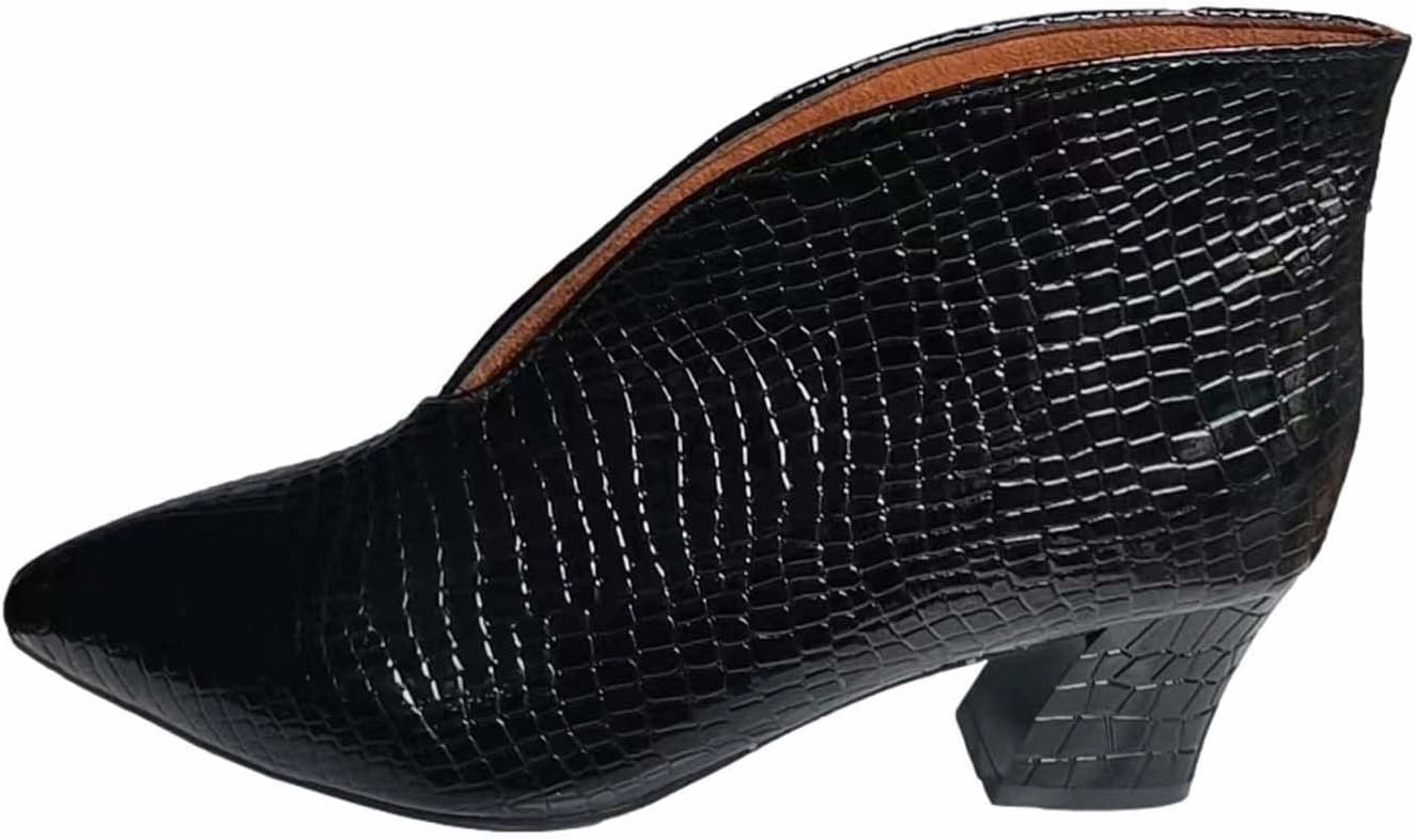 Boots for Women Ankle Booties 2022 Fashion Slip on Snake Pattern Pointed Toe V Cutout Block Chunky High Heel Boots Fall Winter Slouchy Ladies Shoes Ug Boots