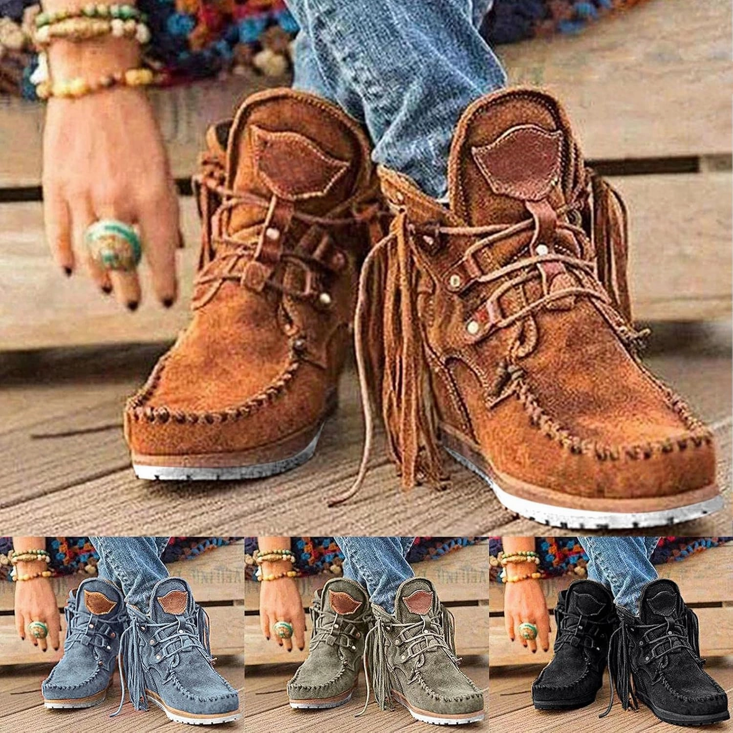 Gibobby Boots for Women Low Heel V-Cut Flat Ankle Boots Comfort Combat Boots Fall Winter Boots Shoes Cavendars Boots