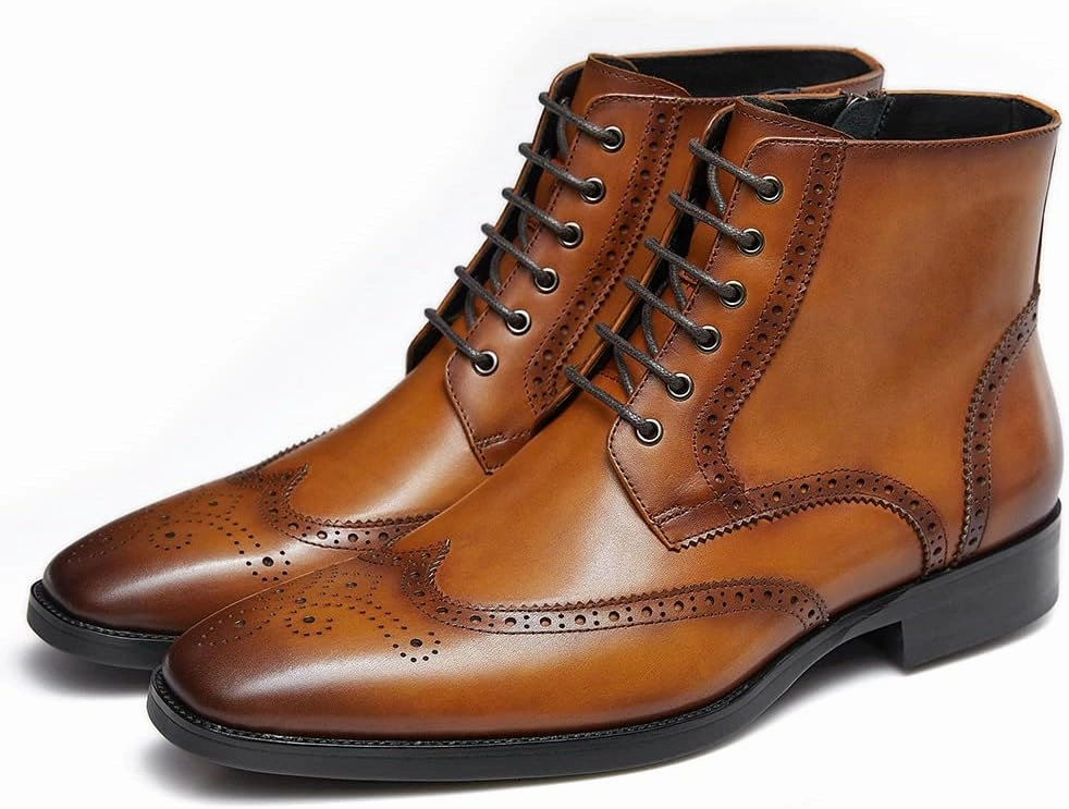 GIFENNSE Mens Dress Boots Mens Chukka Boots Formal Chelsea Boots Mens Leather Boots Oxford Boots for Men Gringo Boots