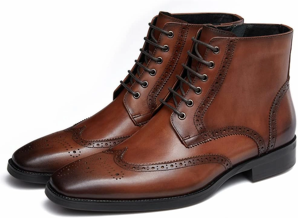 GIFENNSE Mens Dress Boots Mens Chukka Boots Formal Chelsea Boots Mens Leather Boots Oxford Boots for Men Boot Heaters For Ski Boots