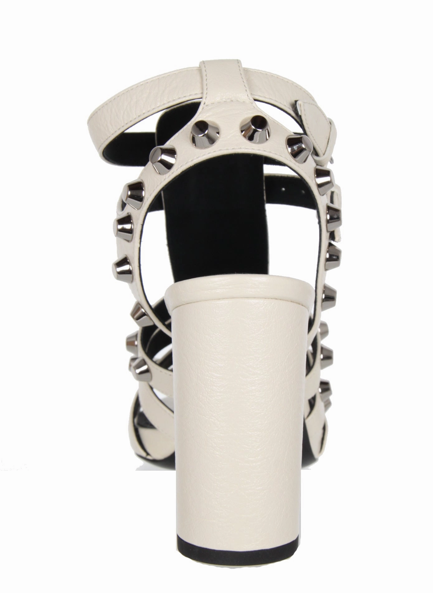 High Heels Stuck Gladiator Block 80, Ecru/Silver