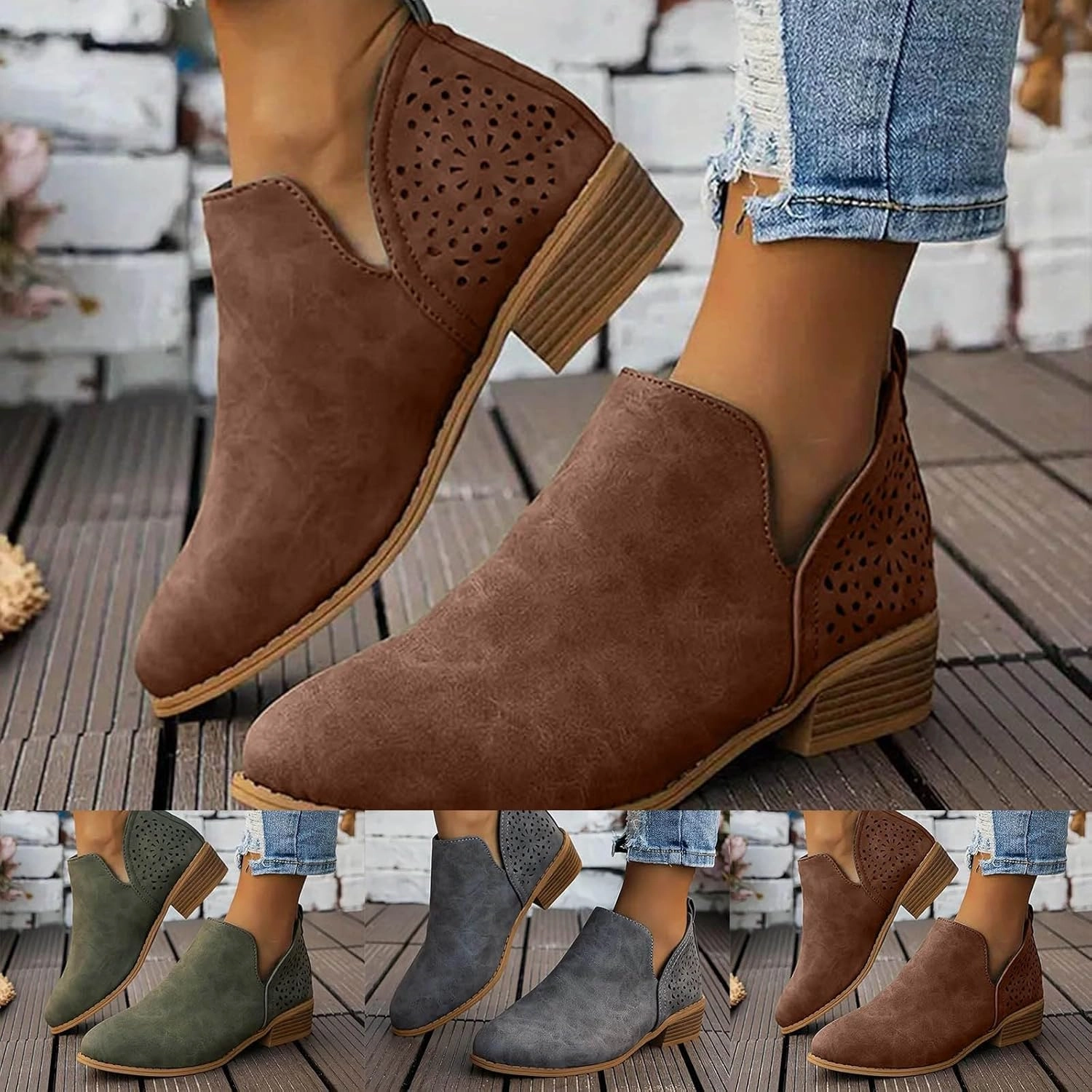 Ranger Boots Osrs Ankle Boots for Women Fall Boots for Women 2024 Pointed Toe Chunky Heel Slip on V Cut Lightweight Comfy Women Boots