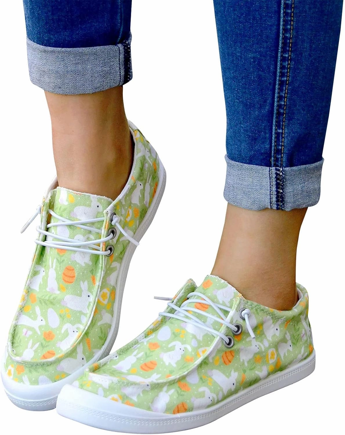 Gumipy Women's Lace-Up Loafers Valentine's Day Love Heart Print Fashion Sneaker Comfortable Lightweight Canvas Shoes Breathable Walking Shoes Cloud Waterproof Sneakers