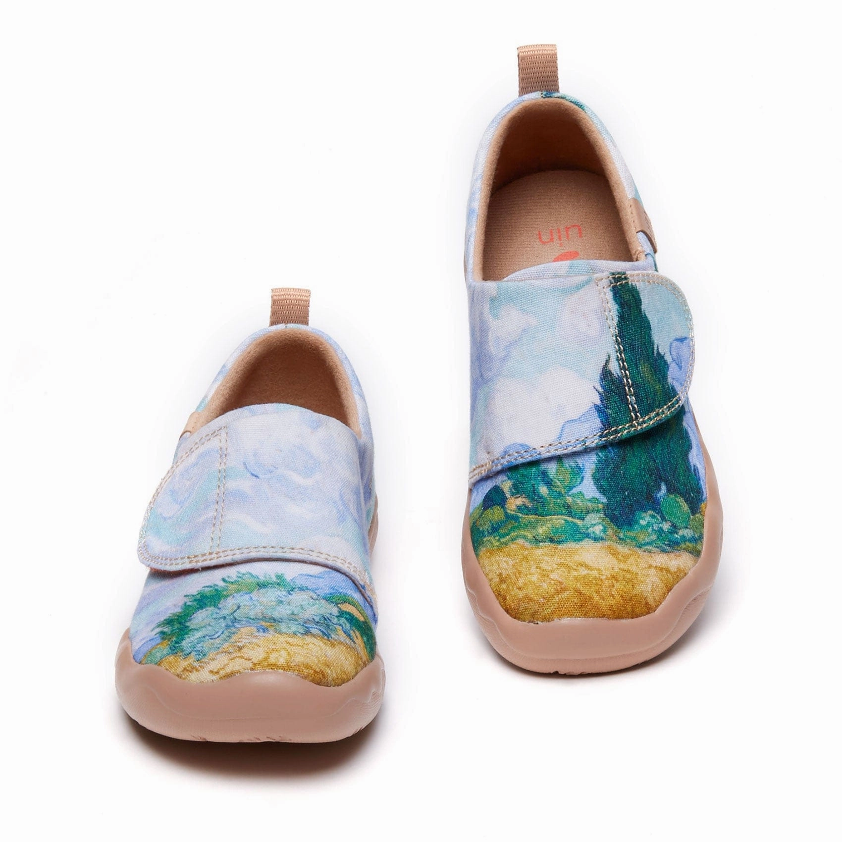 Van Gogh Wheatfield with Cypresses Kid Brogue Slip On Shoes