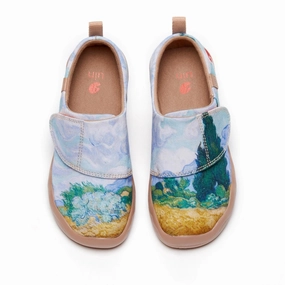 Black White Brogue Shoes Van Gogh Wheatfield with Cypresses Kid