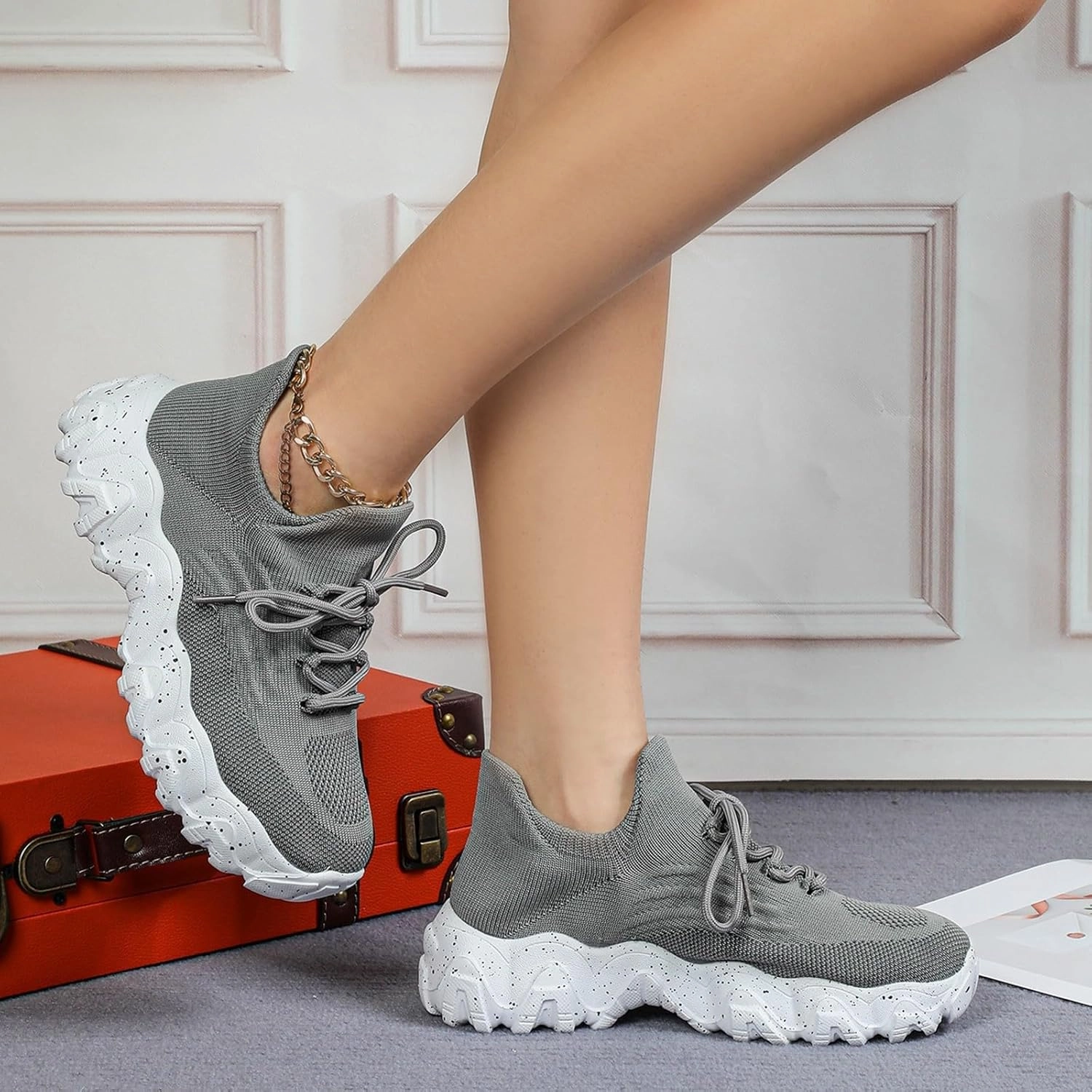 Nurse Babe Shoes, Orthopedic Shoes for Women, Comfort Wear Orthowear Shoe, Ortho Pro Sneakers Breathable Mesh Casual Footwear Walking Running Sneakers with Arch Support Soft Comfy Cushion Square Toe Sneakers