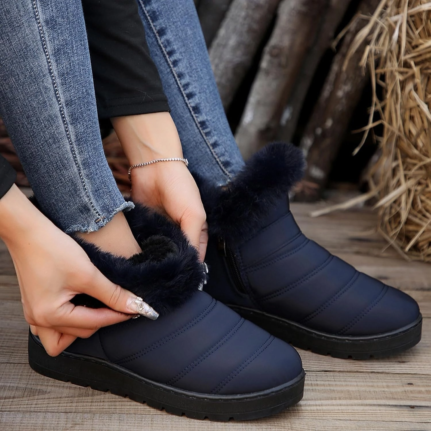 Snow Boots for Women Platform Boots 2024 Winter Warm Outdoor Waterproof Plush Insulation Flat Bottom Short Boots Boots Franco Sarto