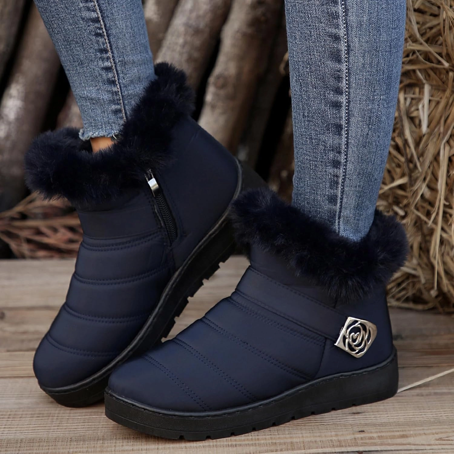 Lowa Military Boots Snow Boots for Women Platform Boots 2024 Winter Warm Outdoor Waterproof Plush Insulation Flat Bottom Short Boots