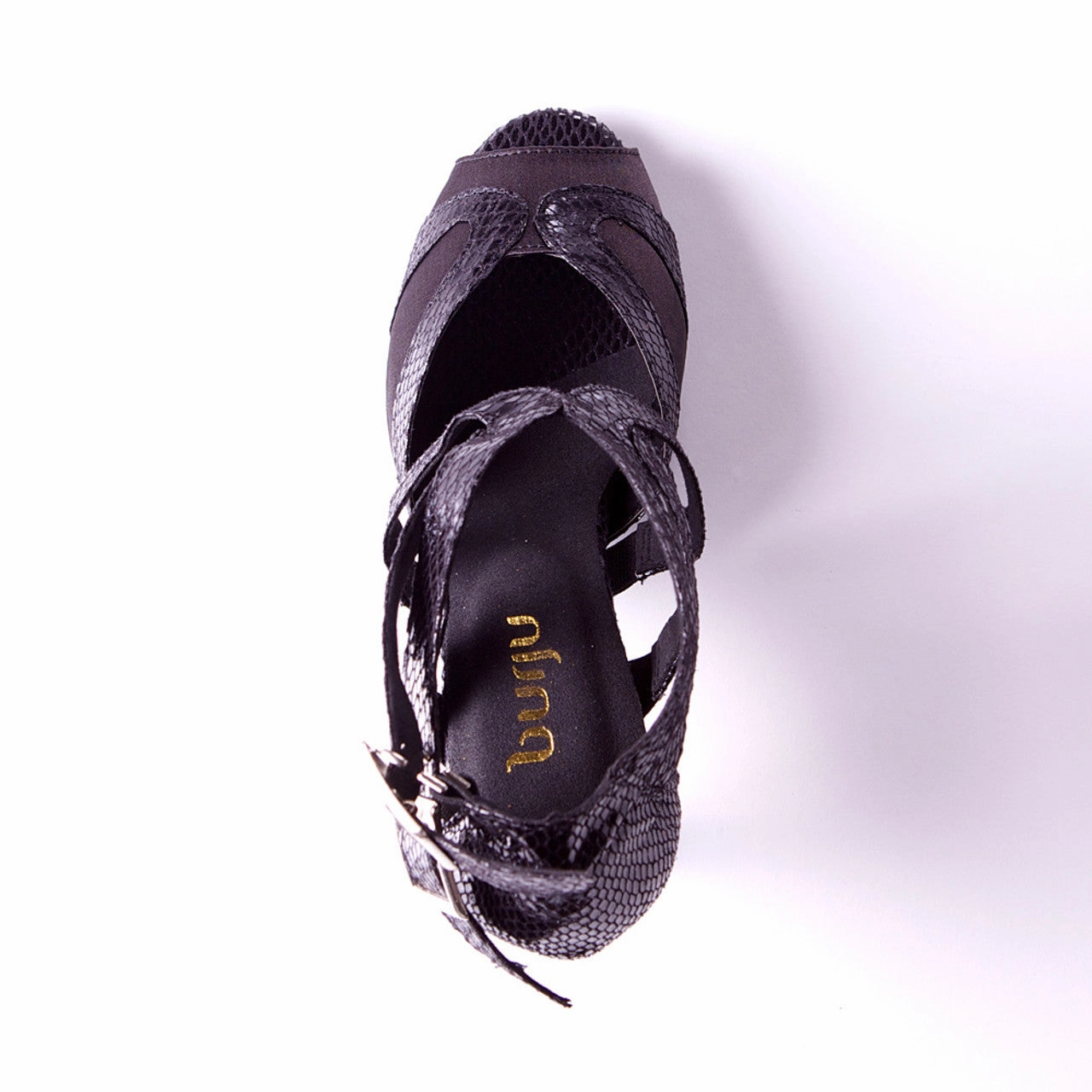 High Heels Porn Hd Isabel - Black Metallic Open Toe Cross Strap Stiletto Latin Dance Shoes (Suede Sole)