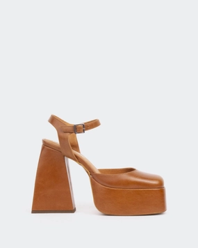 Kotter, Tan Leather/Cuir Ocre High Heel Trampling