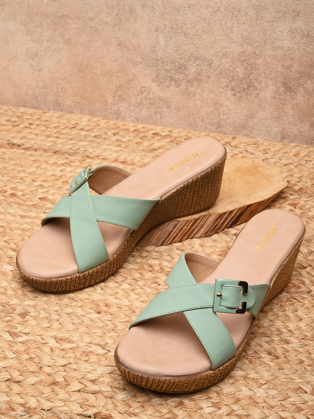 High Heels With Lyrics Rocia By Regal Green Women Casual Buckled Platforms