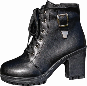 Over The Knee Platform Boots High Heel Black Ankle Booties Black Boots for Women Heel Fall Casual Round Toe Thick Chunky High Heel Lace Up Shoes