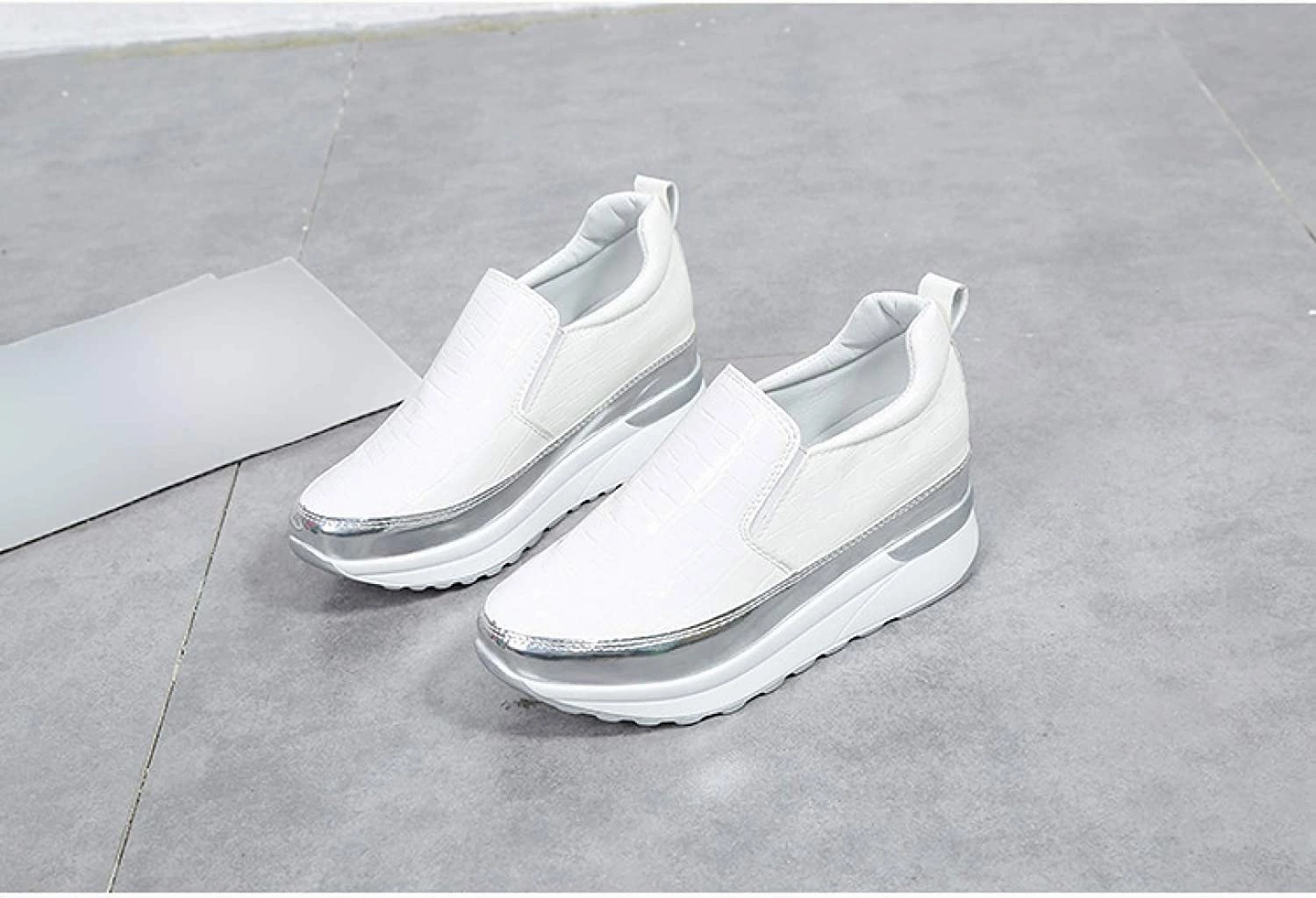 Best Sneakers For Weightlifting HINDOLA Women's Casual Lace-Up Sneaker Platform Wedge Loafers Non-Slip Sole Slip On Sneakers Fashion Walking Shoes