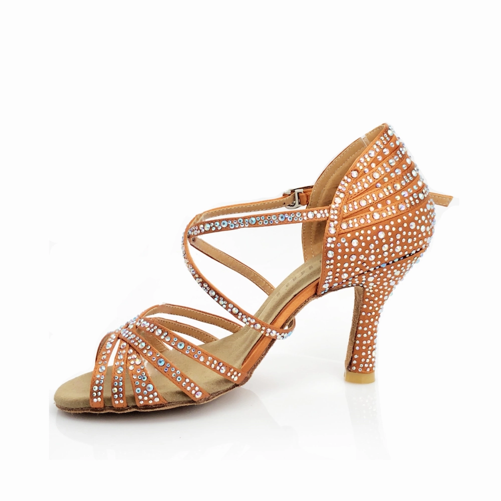 Christalina - Rhinestone Performance Latin Dance Shoes (Suede Sole) High Heels Panties