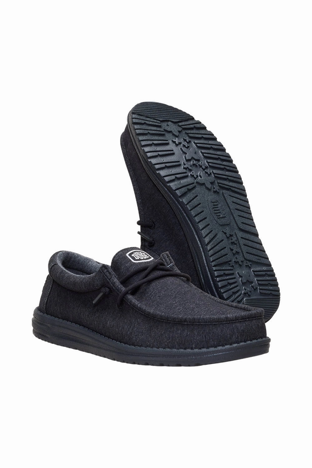 HEYDUDE Mens Wally Stretch Jersey Shoes in Black | 45433-060 Alden Shoes Oxfords