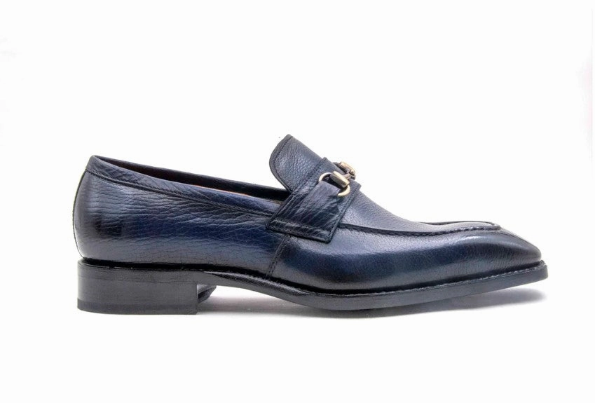 Sneakers Slip On Shoes "Harry" Lama Skin Slip-On Loafer Navy