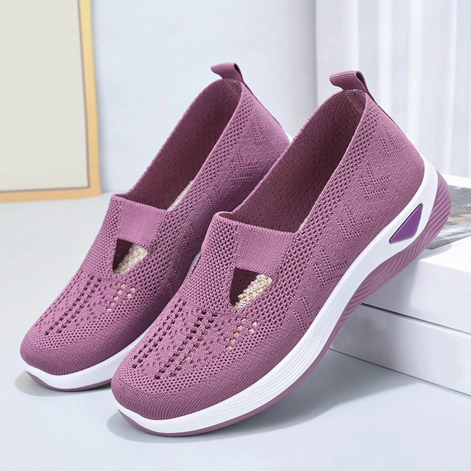 Sequins And Sneakers Womens Orthopedic Walking Shoes Slip On Sneakers with Arch Support Comfortable Casual Loafers Plantar Fasciitis Relief Foot Heel Pain Diabetic