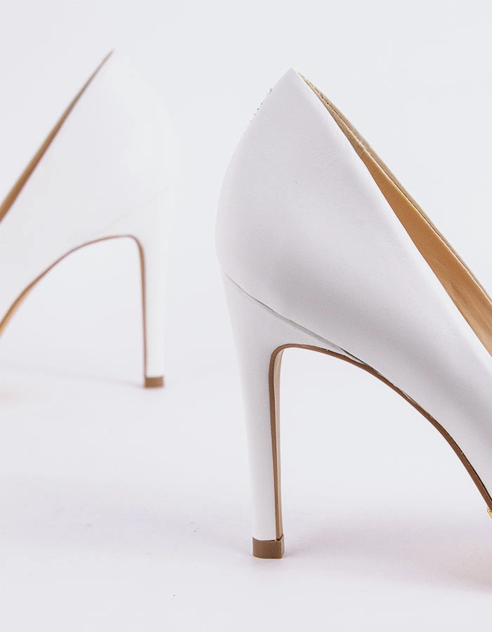 Love White Leather Supportive High Heels