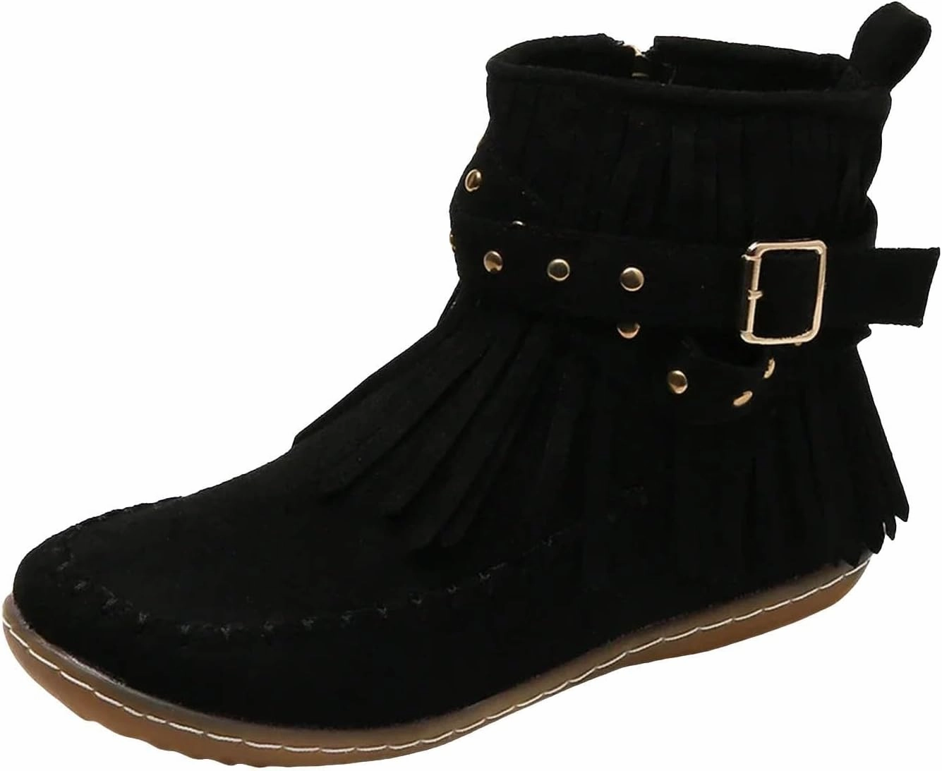 Boots for Women Ankle Booties Western Boots Women Fashion Fringe Boots Tassel Flock Lace up Fall Boots for Women Silver Knee Boots