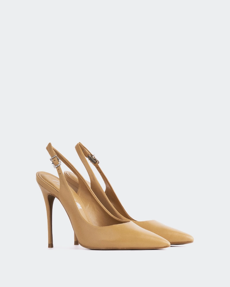 Janeiro Camel Leather Jean Thigh High Heels