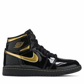Jordan 1 Retro High Black Metallic Gold 2020 (GS) Photos High Heels Shoes