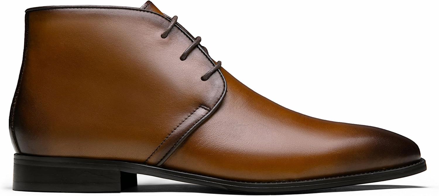 Jousen Leather Boots for Men Dress Classic Mens Boots Polish Retro Ankle Chukka Boots Mens Wedge Work Boots