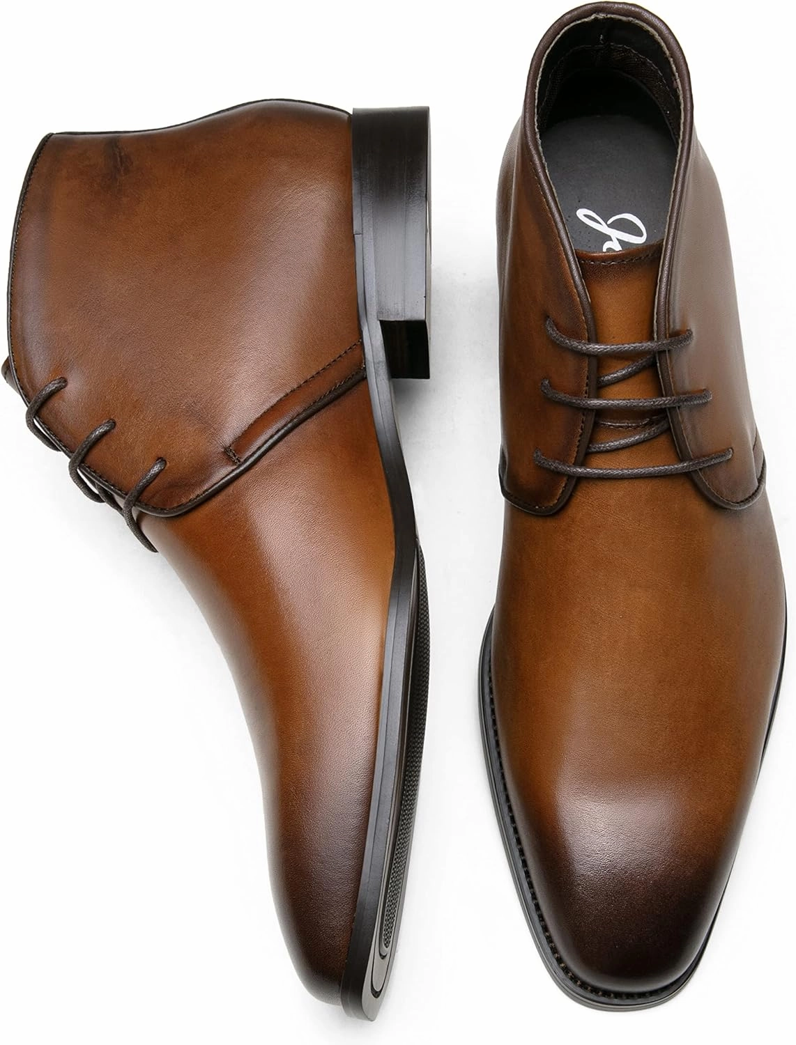 Jousen Leather Boots for Men Dress Classic Mens Boots Polish Retro Ankle Chukka Boots Mens Pants Boots