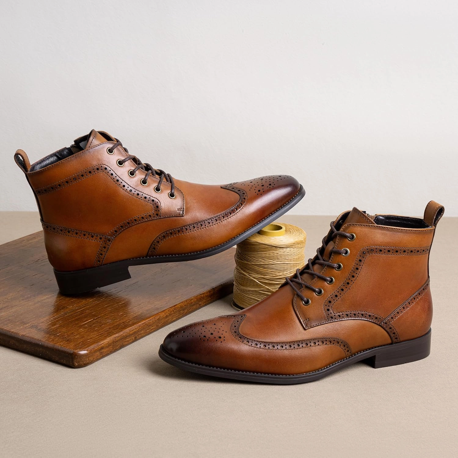 Solvair Boots Jousen Mens Boots Leather Dress Boots for Mens Cap-Toe Fashion Boots for Men