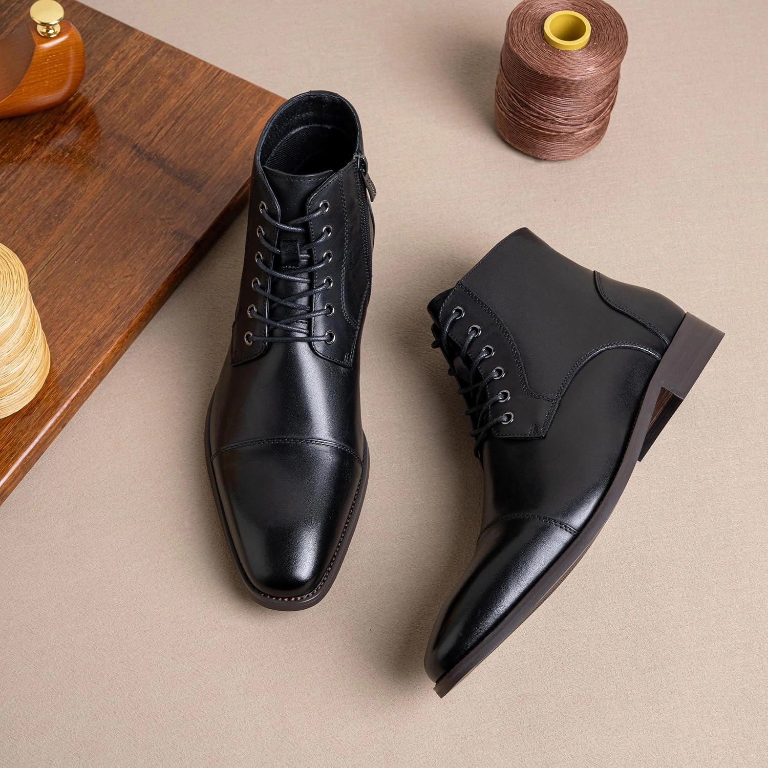 Ccp Boots Jousen Mens Boots Leather Dress Boots for Mens Cap-Toe Fashion Boots for Men