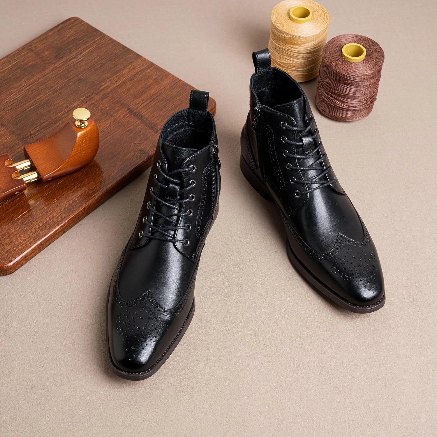 Cowgirl Boots With Spurs Jousen Mens Boots Leather Dress Boots for Mens Cap-Toe Fashion Boots for Men